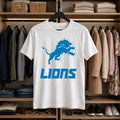 Playera Lions 100% Algodón Cuello Redondo Manga Corta Premium Unisex Color Blanco