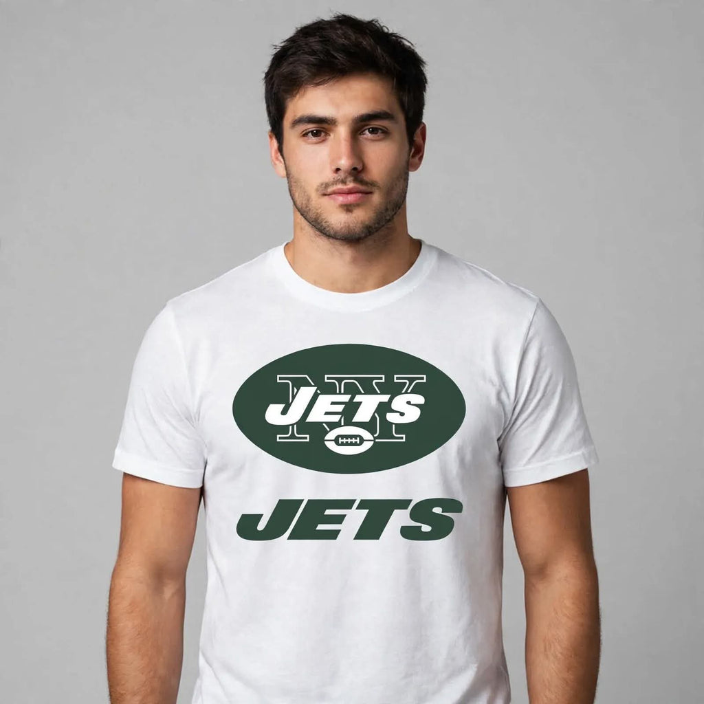 Playera Jets Ny 100% Algodón Cuello Redondo Manga Corta Premium Unisex Color Blanco