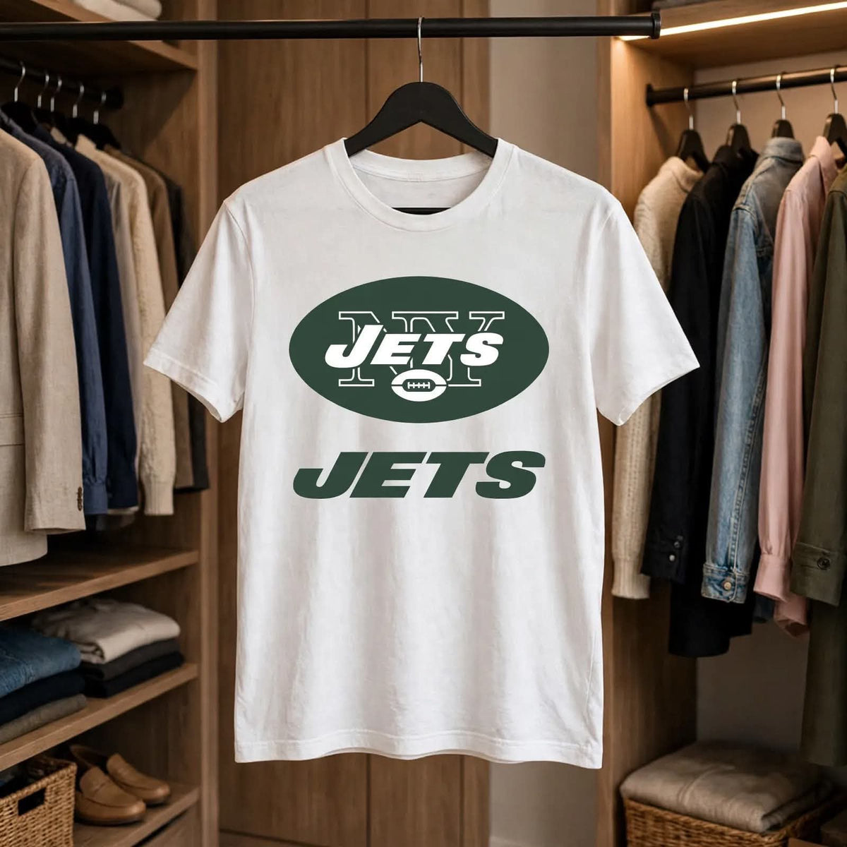 Playera Jets Ny 100% Algodón Cuello Redondo Manga Corta Premium Unisex Color Blanco