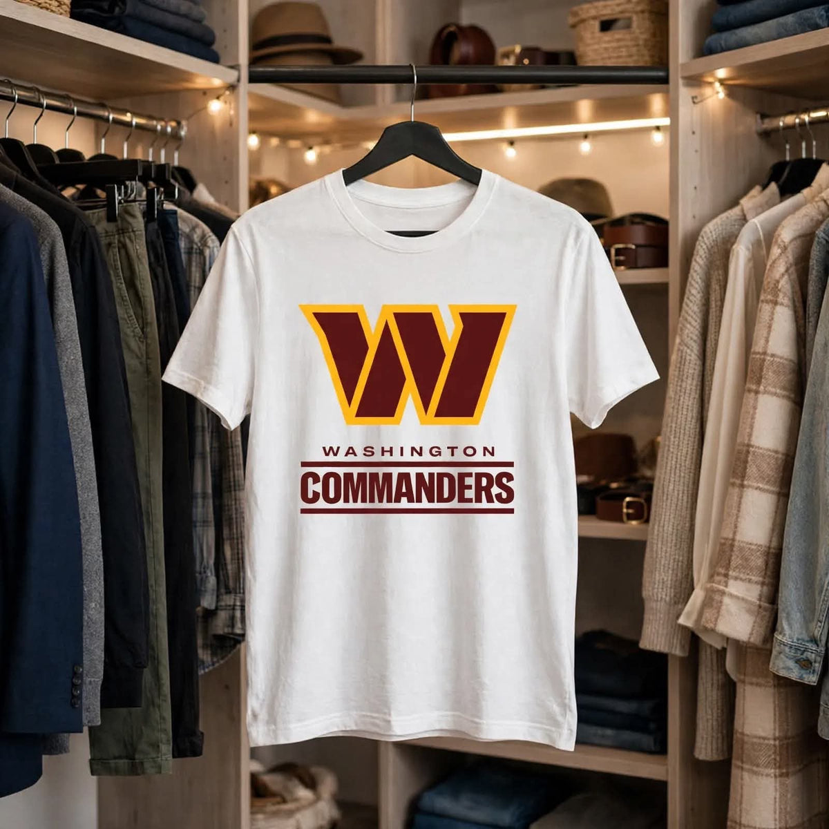 Playera Washington Commanders 100% Algodón Cuello Redondo Manga Corta Premium Unisex Color Blanco