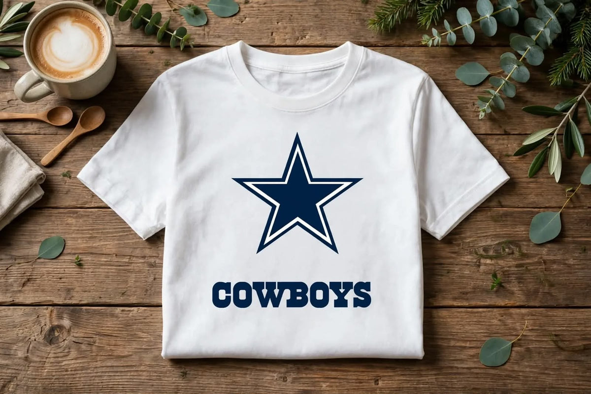 Playera Cowboys 100% Algodón Cuello Redondo Manga Corta Premium Unisex Color Blanco