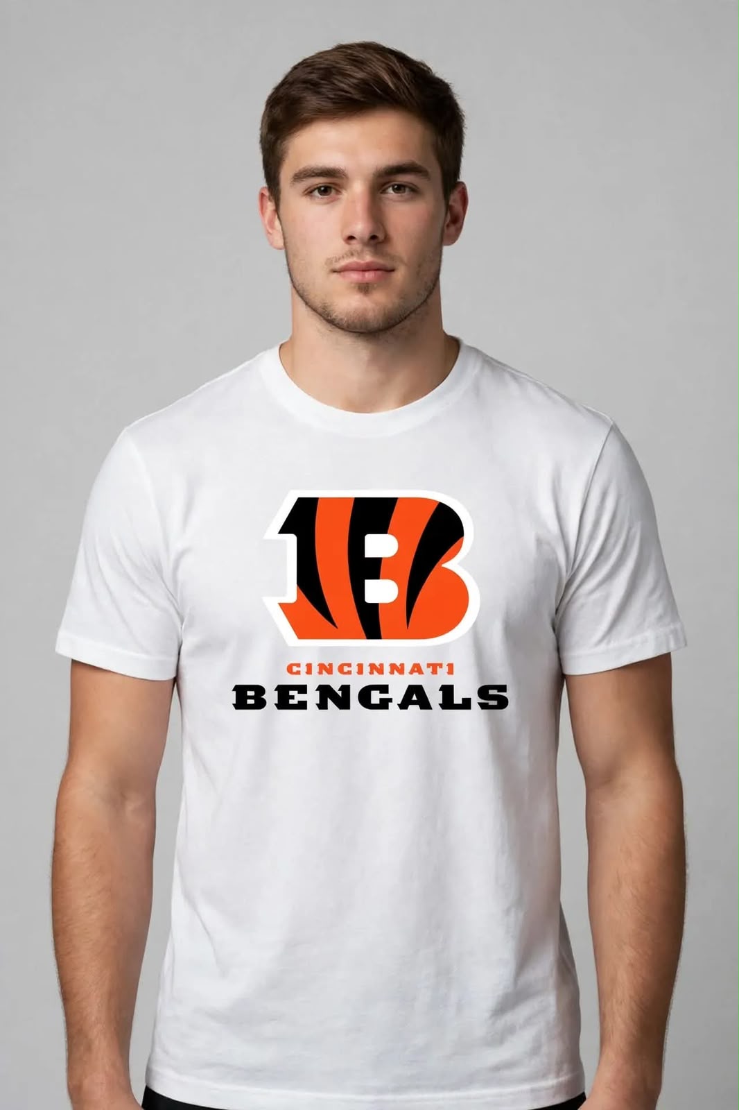 Playera Cincinnati Bengals 100% Algodón Cuello Redondo Manga Corta Premium Unisex Color Blanco