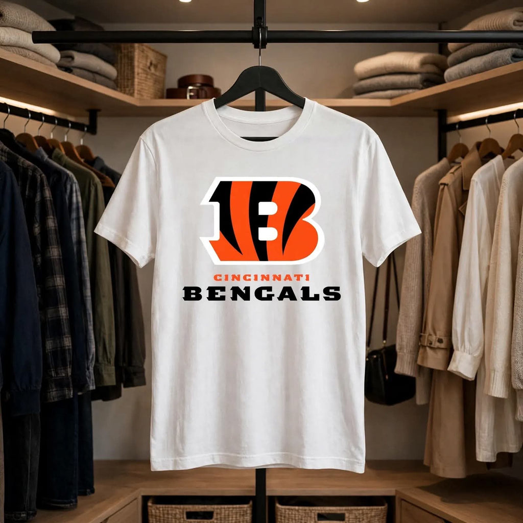 Playera Cincinnati Bengals 100% Algodón Cuello Redondo Manga Corta Premium Unisex Color Blanco