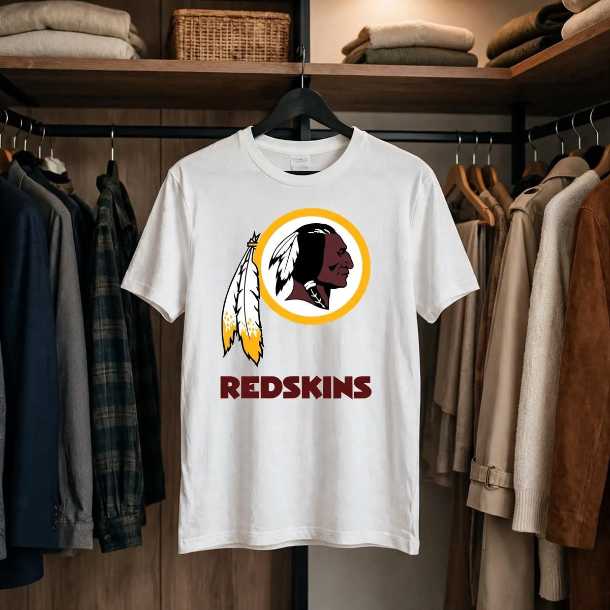 Playera Redskins 100% Algodón Cuello Redondo Manga Corta Premium Unisex Color Blanco