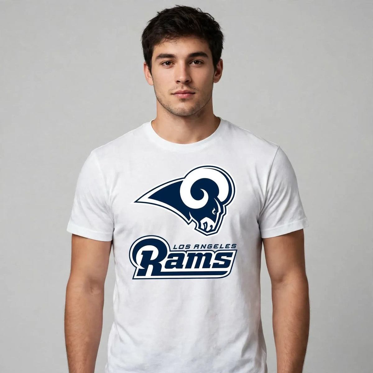 Playera Los Angeles Rams 100% Algodón Cuello Redondo Manga Corta Premium Unisex Color Blanco
