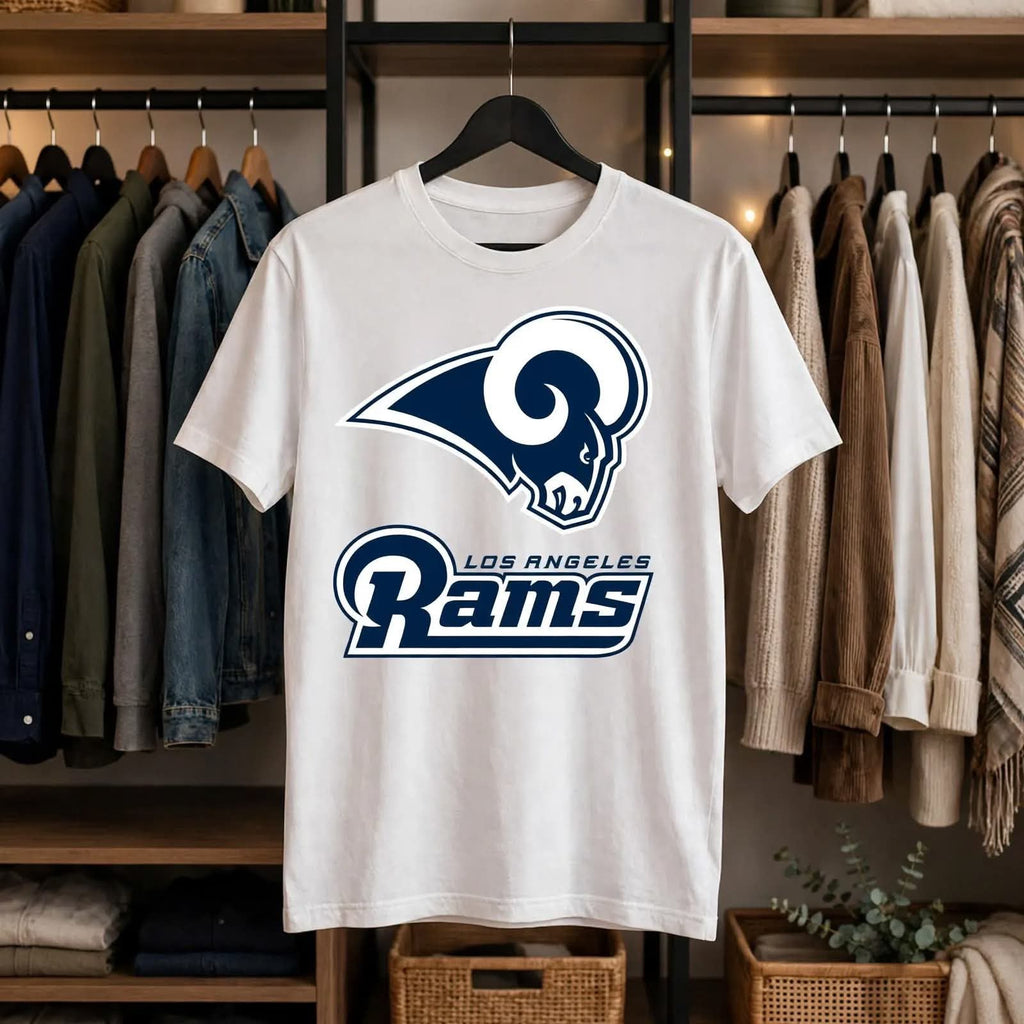 Playera Los Angeles Rams 100% Algodón Cuello Redondo Manga Corta Premium Unisex Color Blanco