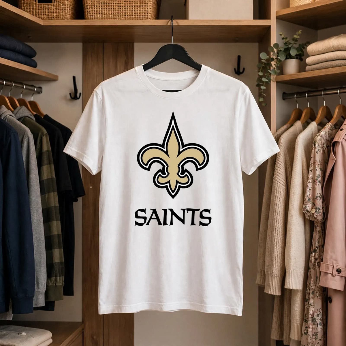 Playera Saints 100% Algodón Cuello Redondo Manga Corta Premium Unisex Color Blanco
