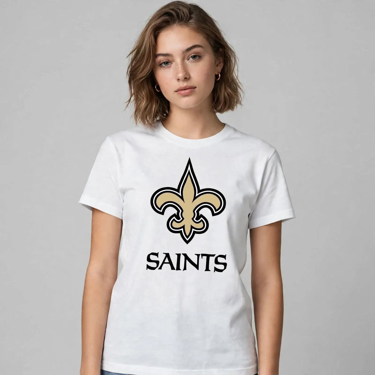 Playera Saints 100% Algodón Cuello Redondo Manga Corta Premium Unisex Color Blanco