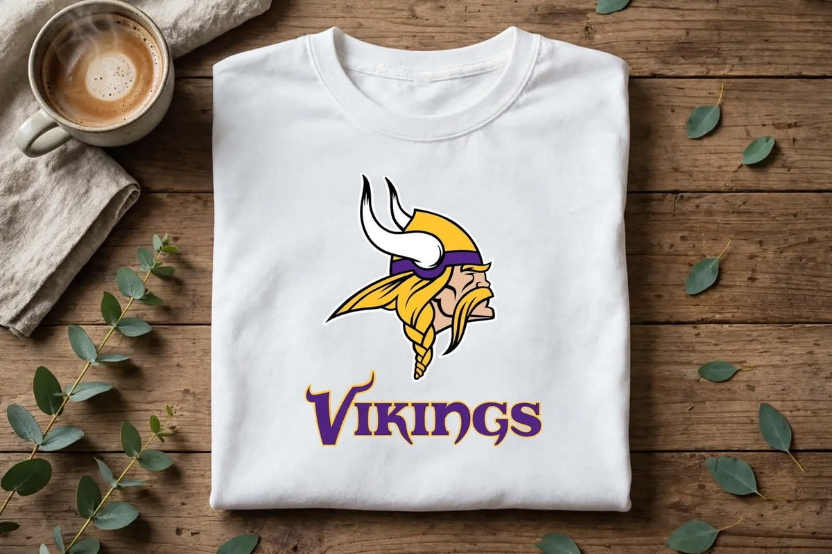 Playera Vikings 100% Algodón Cuello Redondo Manga Corta Premium Unisex Color Blanco