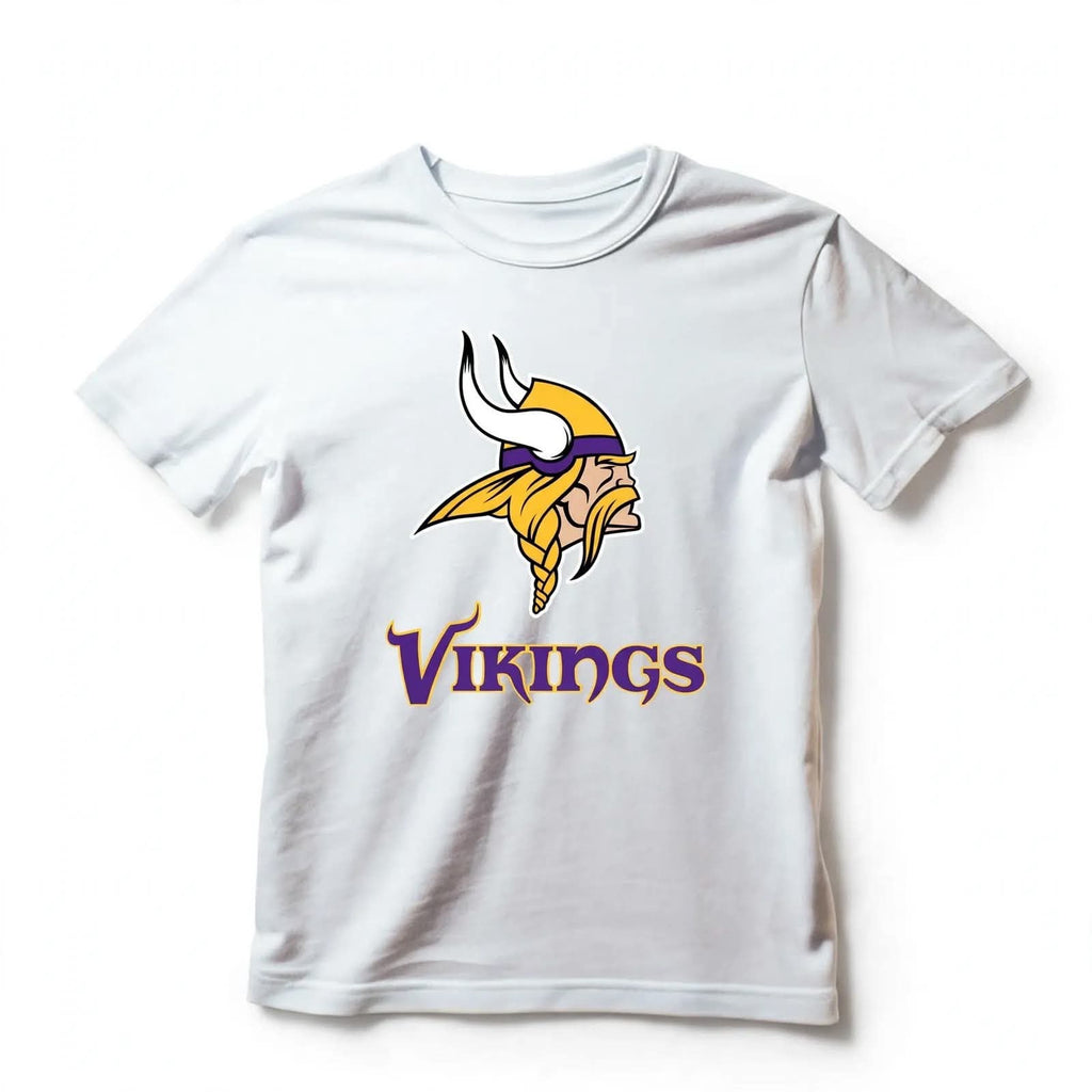 Playera Vikings 100% Algodón Cuello Redondo Manga Corta Premium Unisex Color Blanco