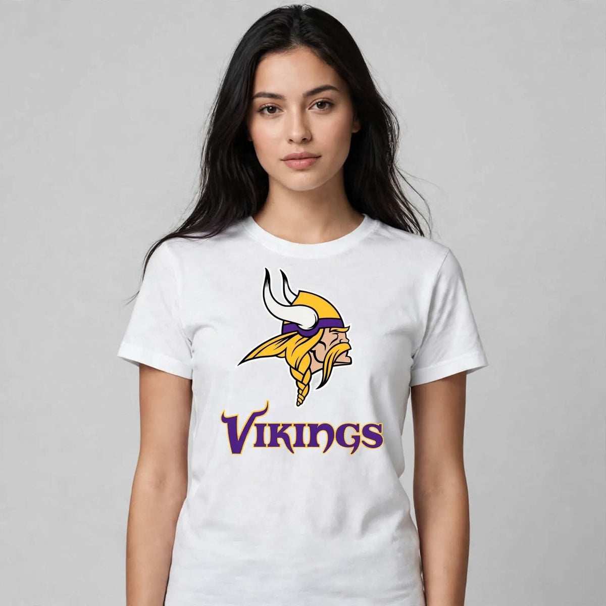 Playera Vikings 100% Algodón Cuello Redondo Manga Corta Premium Unisex Color Blanco