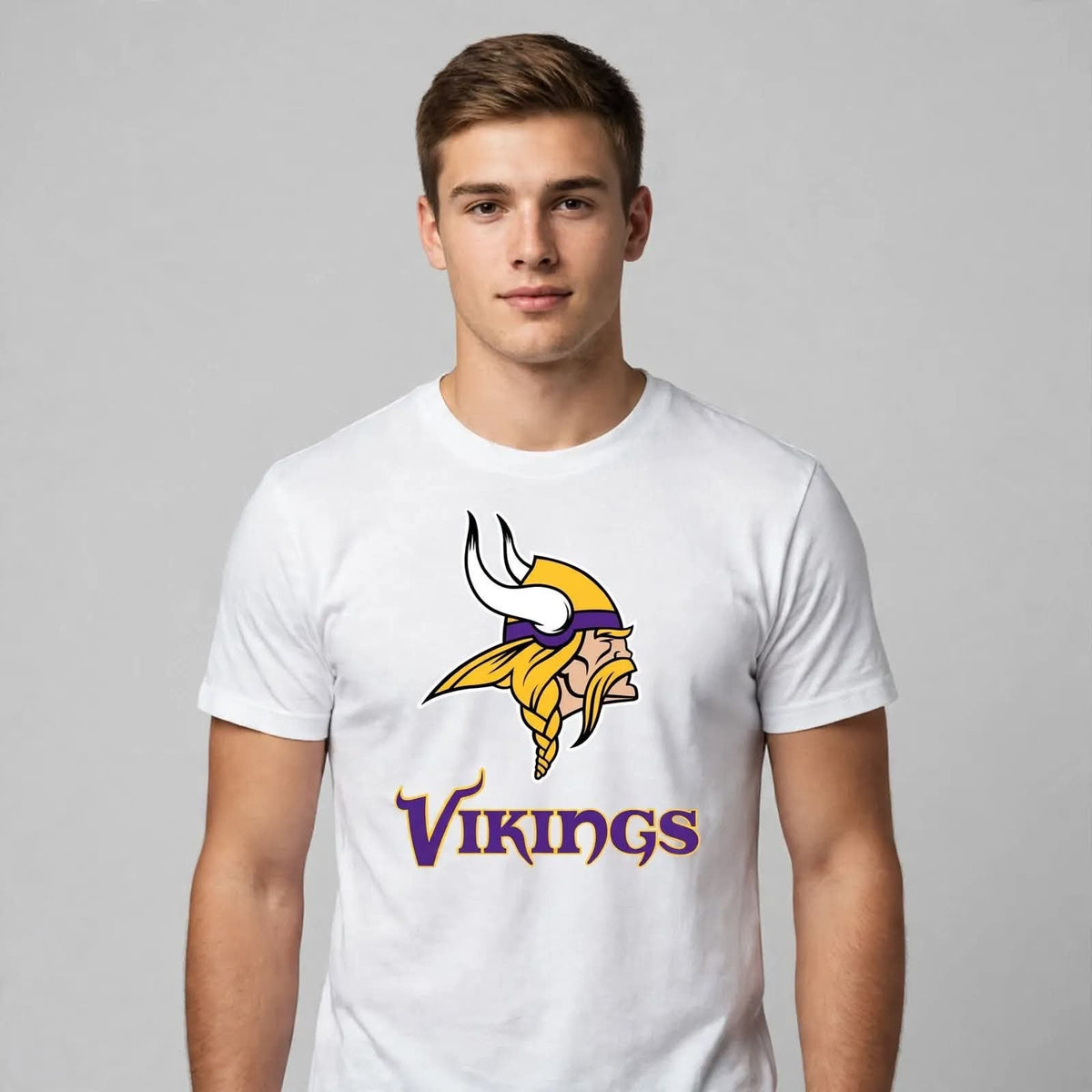 Playera Vikings 100% Algodón Cuello Redondo Manga Corta Premium Unisex Color Blanco