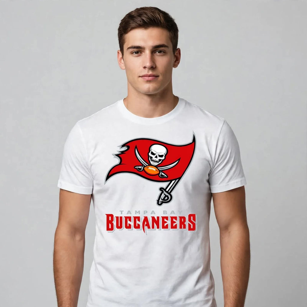 Playera Tampa Bay Buccaneers 100% Algodón Cuello Redondo Manga Corta Premium Unisex Color Blanco