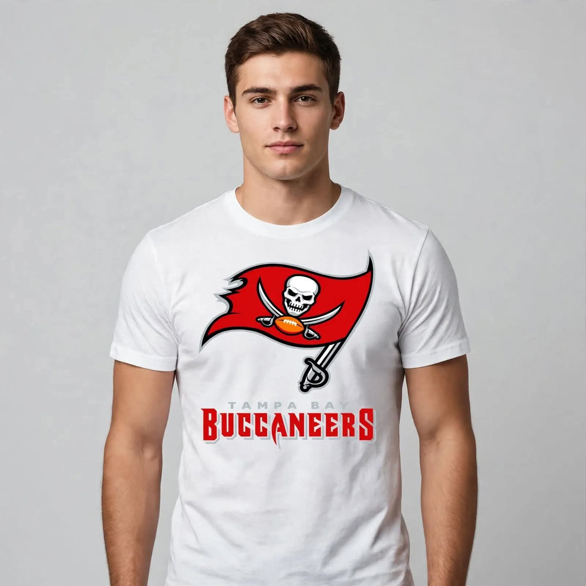 Playera Tampa Bay Buccaneers 100% Algodón Cuello Redondo Manga Corta Premium Unisex Color Blanco