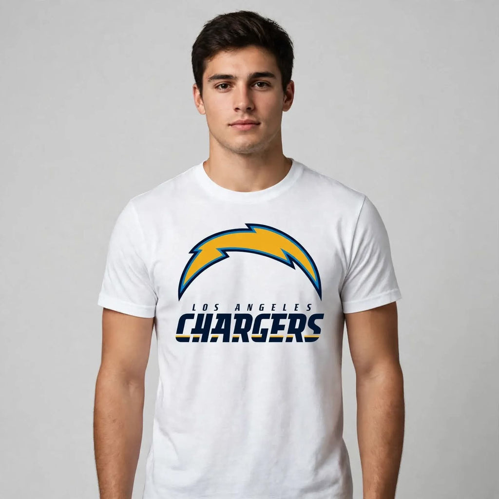 Playera Los Angeles Chargers 100% Algodón Cuello Redondo Manga Corta Premium Unisex Color Blanco
