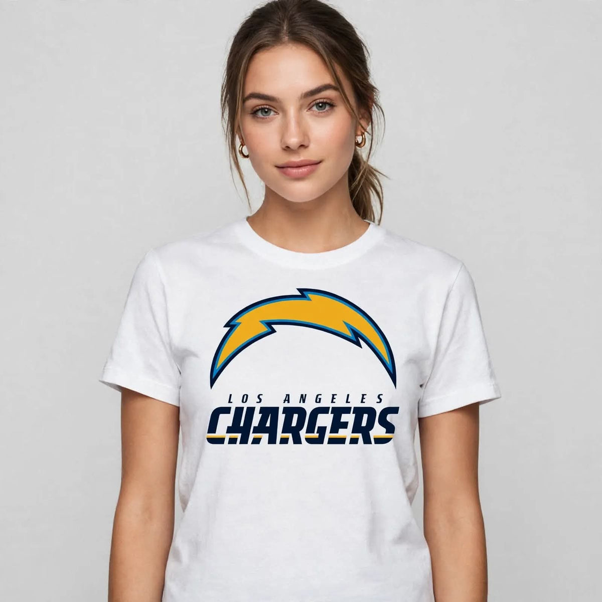 Playera Los Angeles Chargers 100% Algodón Cuello Redondo Manga Corta Premium Unisex Color Blanco