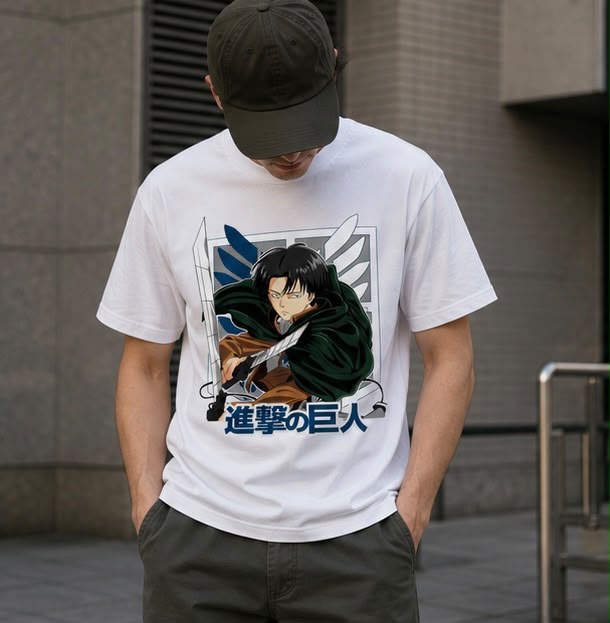 Playera Levi Ackerman 100% Algodón Cuello Redondo Manga Corta Premium Unisex Color Blanco