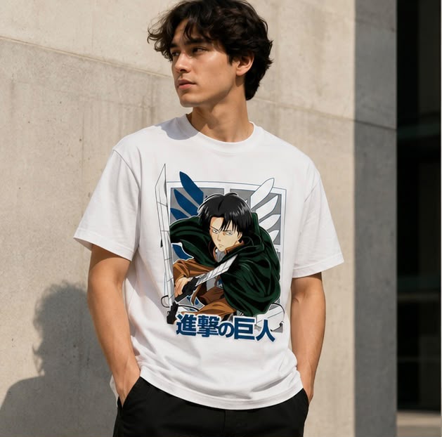 Playera Levi Ackerman 100% Algodón Cuello Redondo Manga Corta Premium Unisex Color Blanco