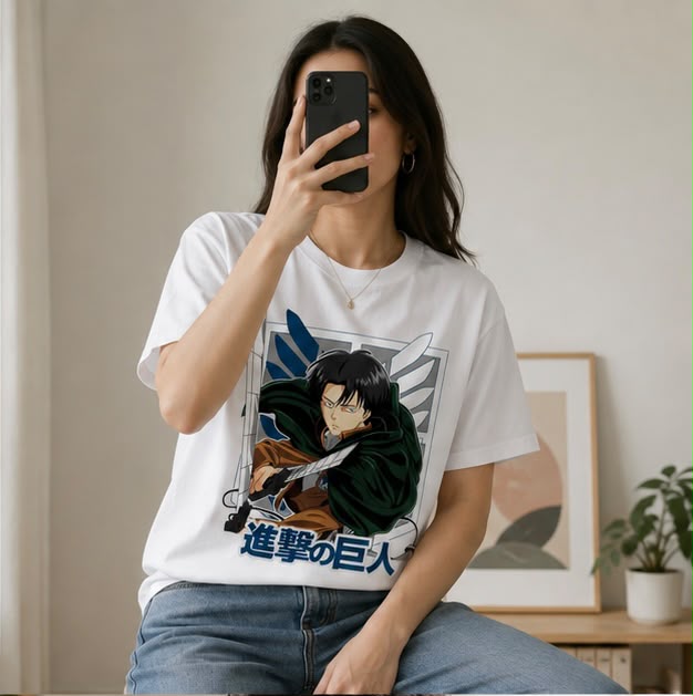 Playera Levi Ackerman 100% Algodón Cuello Redondo Manga Corta Premium Unisex Color Blanco
