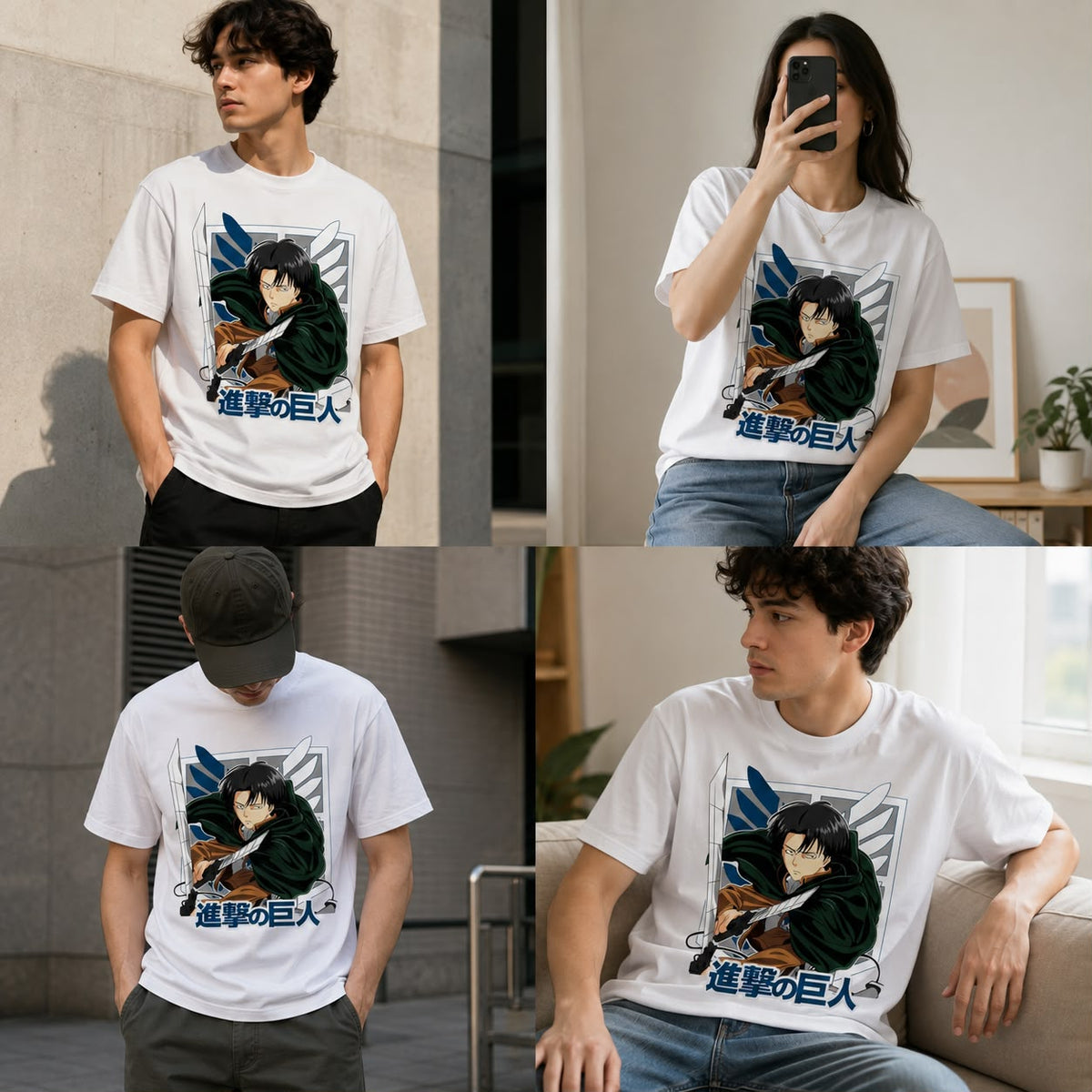 Playera Levi Ackerman 100% Algodón Cuello Redondo Manga Corta Premium Unisex Color Blanco
