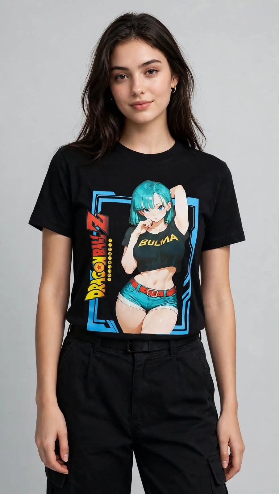 Playera Bulma Dragon Ball Z 100% Algodón Cuello Redondo Manga Corta Premium Unisex Color Negro