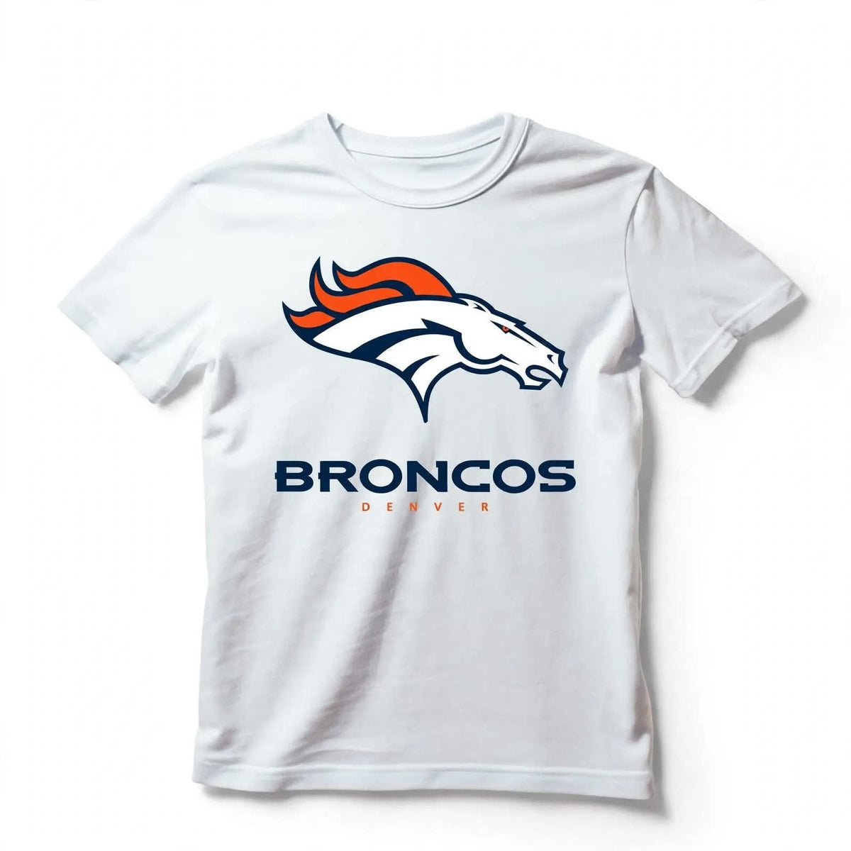 Playera Broncos Denver 100% Algodón Cuello Redondo Manga Corta Premium Unisex Color Blanco
