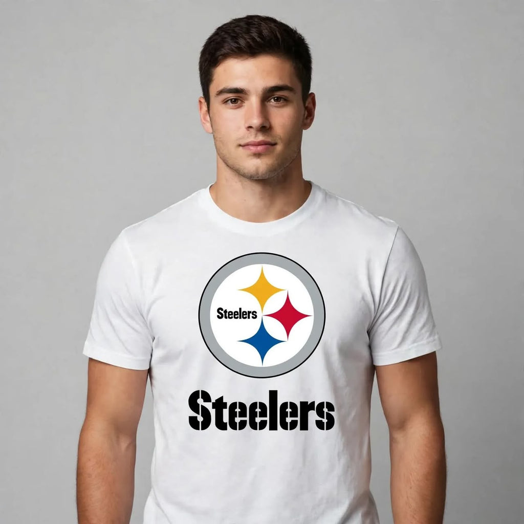 Playera Steelers 100% Algodón Cuello Redondo Manga Corta Premium Unisex Color Blanco