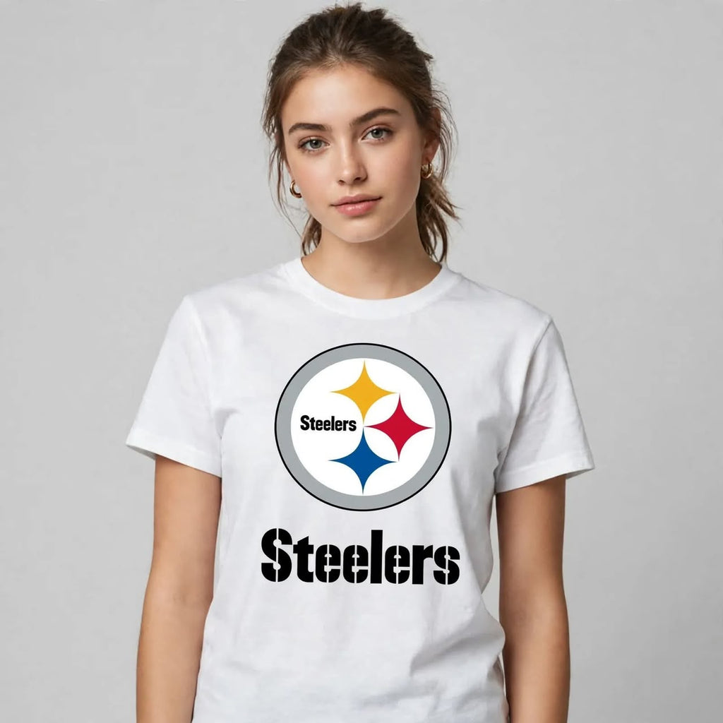 Playera Steelers 100% Algodón Cuello Redondo Manga Corta Premium Unisex Color Blanco