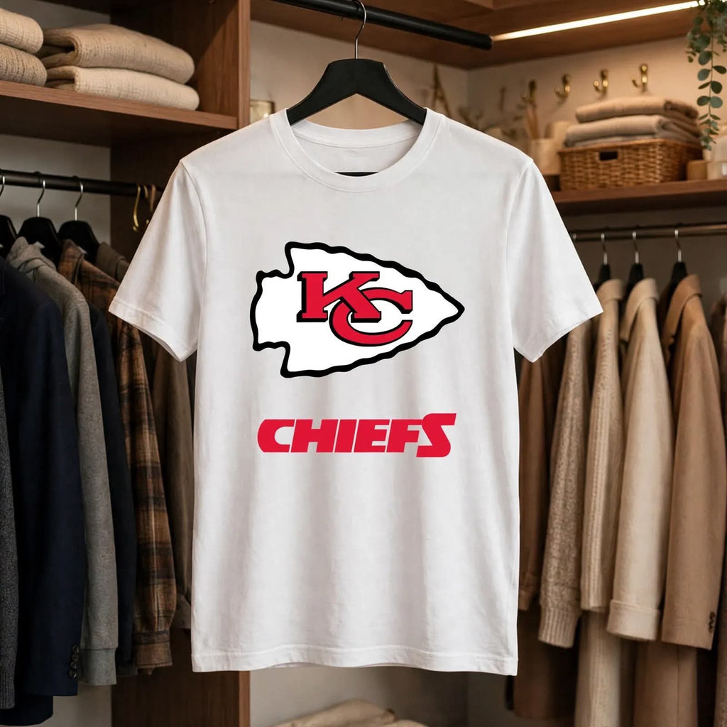 Playera Kc Chiefs 100% Algodón Cuello Redondo Manga Corta Premium Unisex Color Blanco