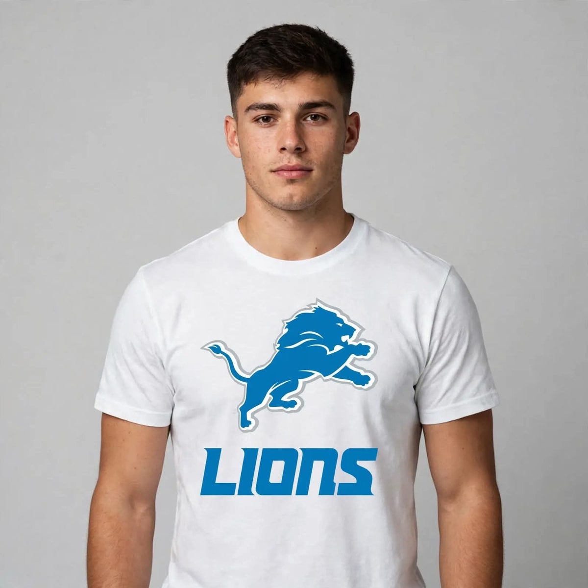 Playera Lions 100% Algodón Cuello Redondo Manga Corta Premium Unisex Color Blanco