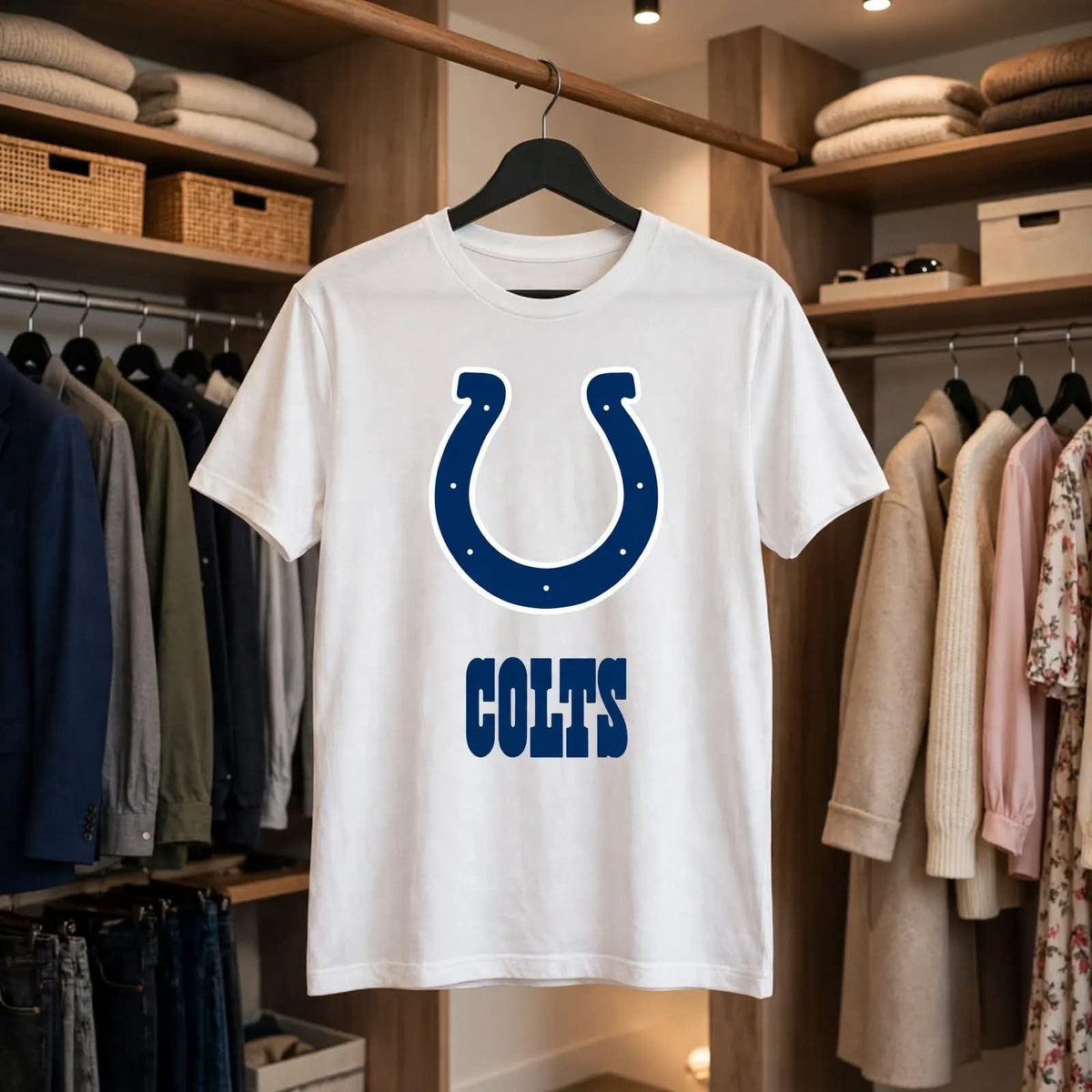 Playera Colts 100% Algodón Cuello Redondo Manga Corta Premium Unisex Color Blanco
