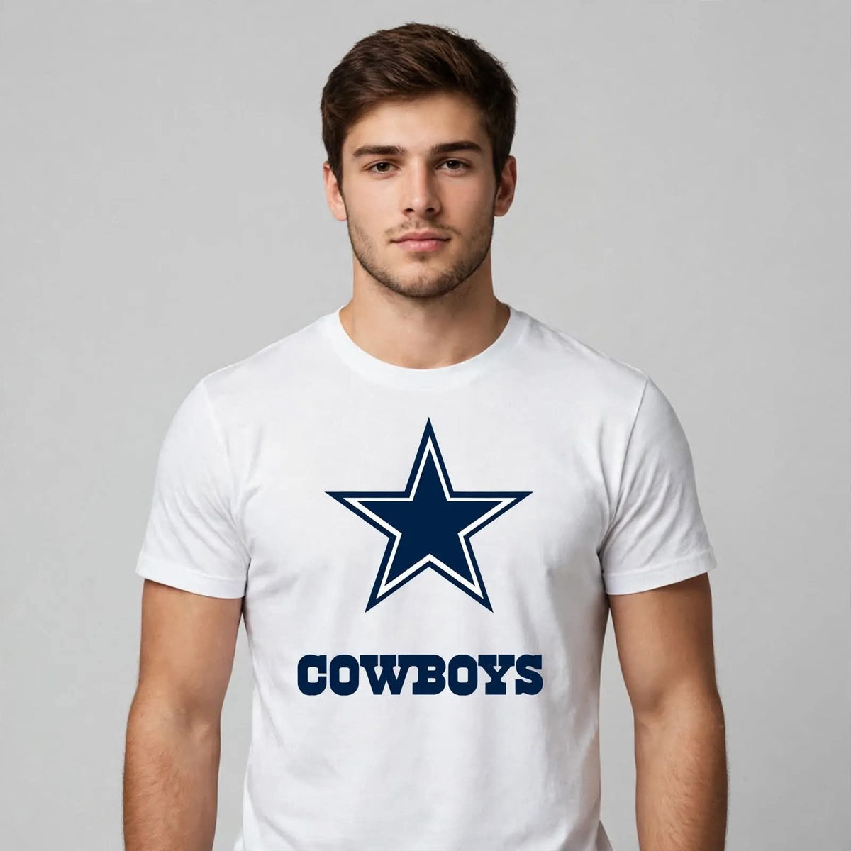 Playera Cowboys 100% Algodón Cuello Redondo Manga Corta Premium Unisex Color Blanco