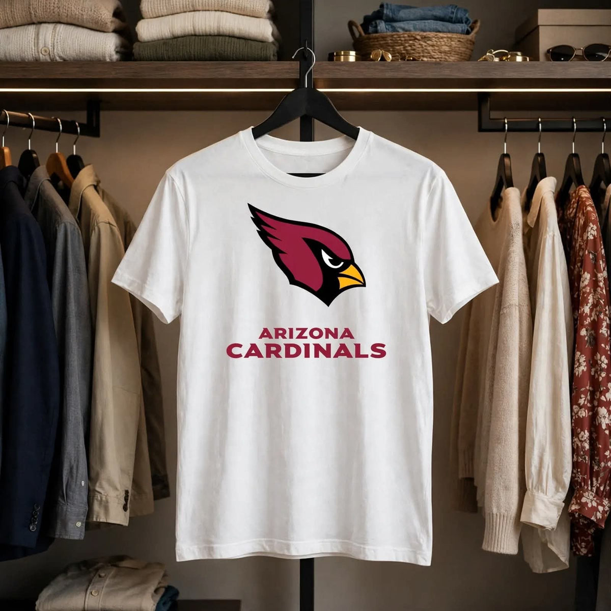 Playera Arizona Cardinals 100% Algodón Cuello Redondo Manga Corta Premium Unisex Color Blanco