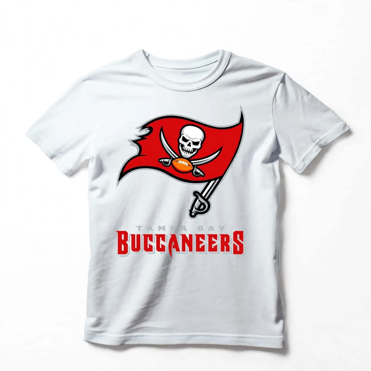 Playera Tampa Bay Buccaneers 100% Algodón Cuello Redondo Manga Corta Premium Unisex Color Blanco