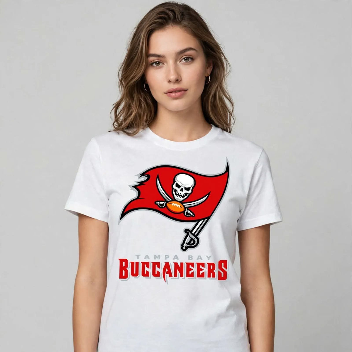 Playera Tampa Bay Buccaneers 100% Algodón Cuello Redondo Manga Corta Premium Unisex Color Blanco