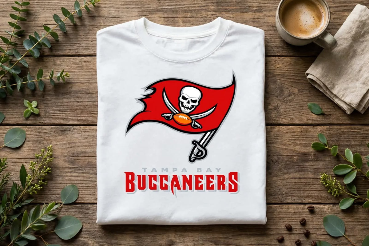 Playera Tampa Bay Buccaneers 100% Algodón Cuello Redondo Manga Corta Premium Unisex Color Blanco