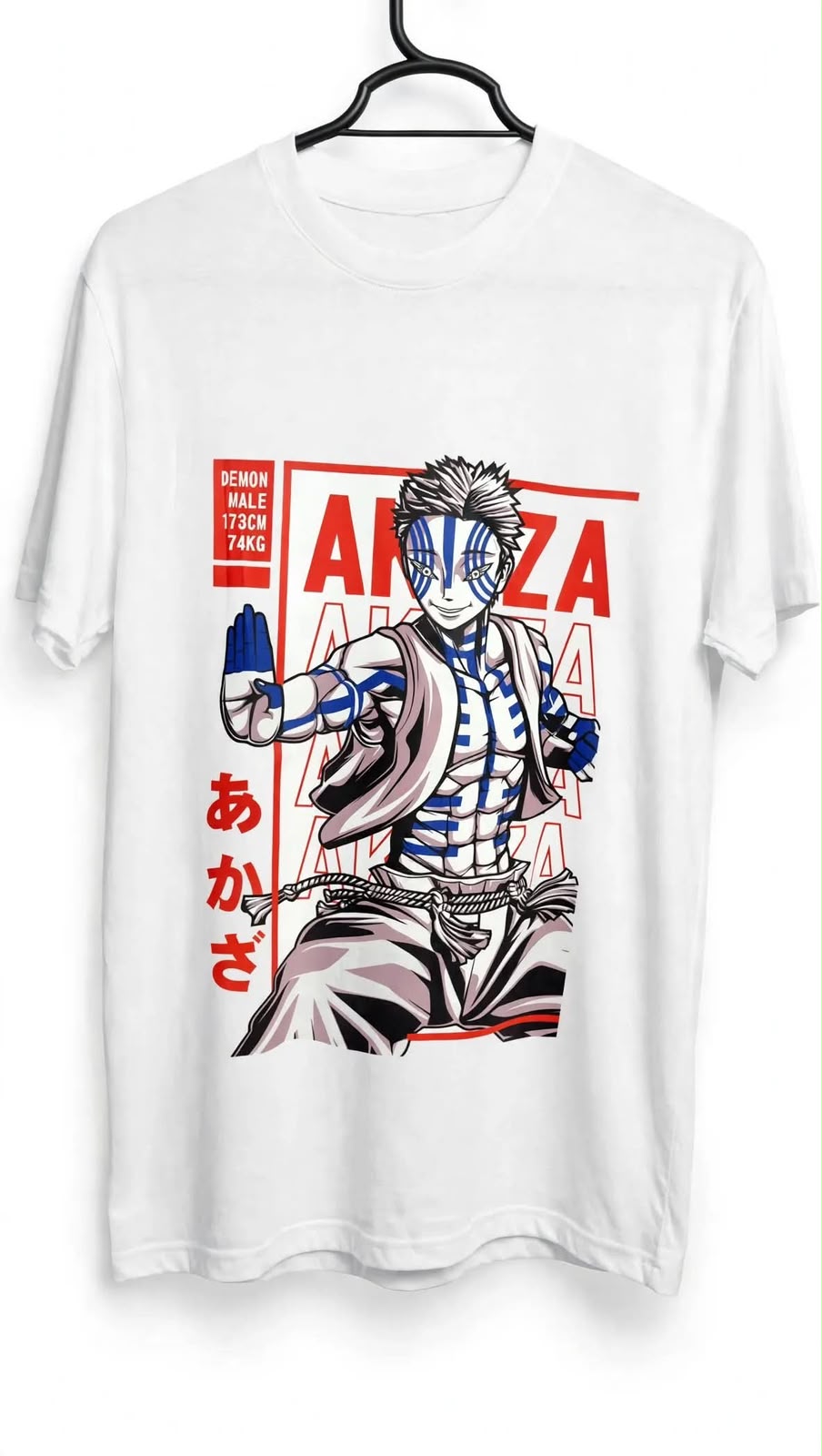 Playera Akaza Kimetsu No Yaiba 100% Algodón Cuello Redondo Manga Corta Premium Unisex Color Blanco