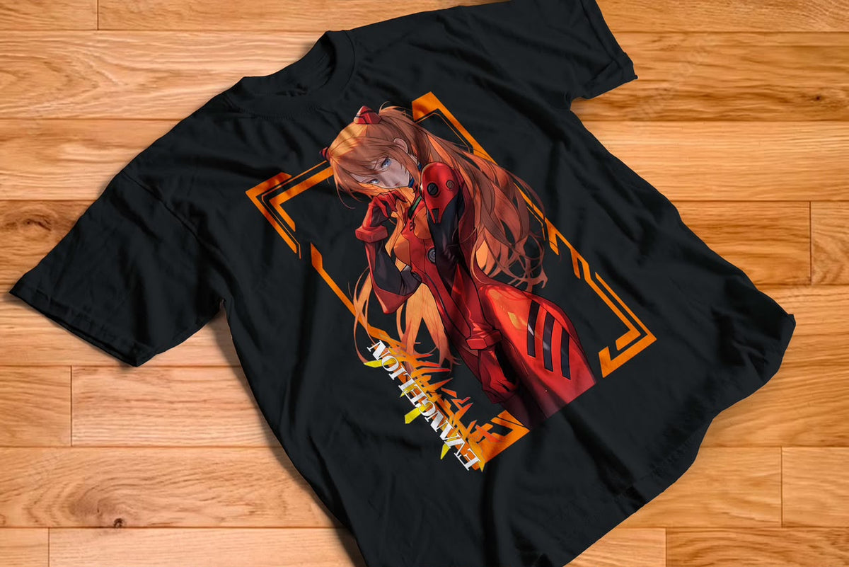 Playera Asuka Langley Evangelion 100% Algodón Cuello Redondo Manga Corta Premium Unisex Color Negro