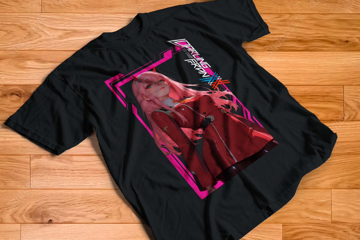 Playera Zero Two Darling In The FranXX 100% Algodón Cuello Redondo Manga Corta Premium Unisex Color Negro