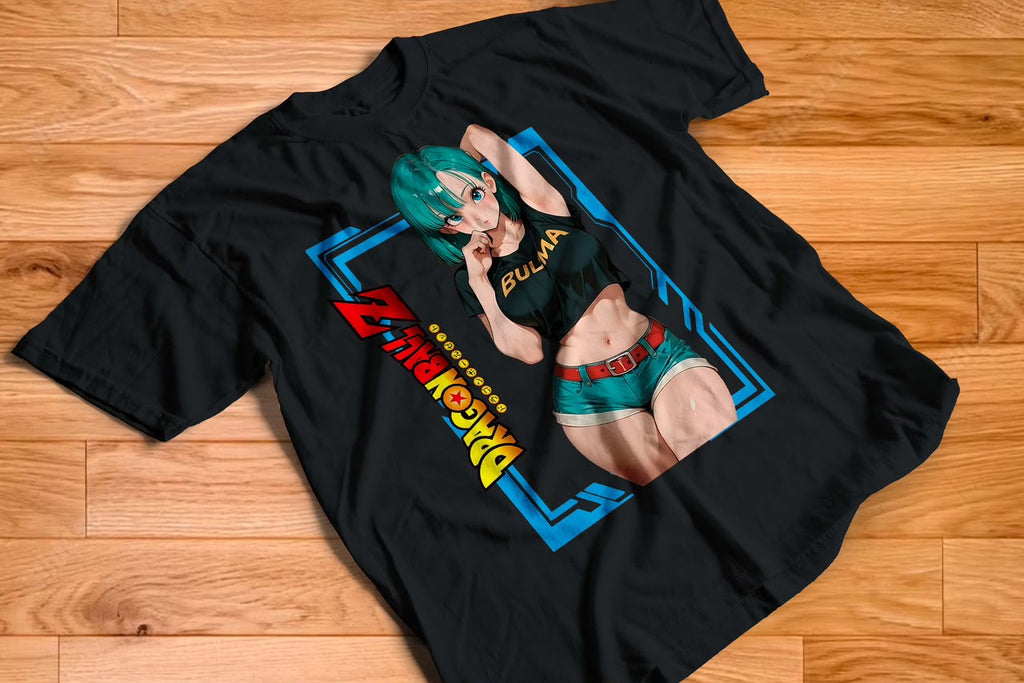 Playera Bulma Dragon Ball Z 100% Algodón Cuello Redondo Manga Corta Premium Unisex Color Negro