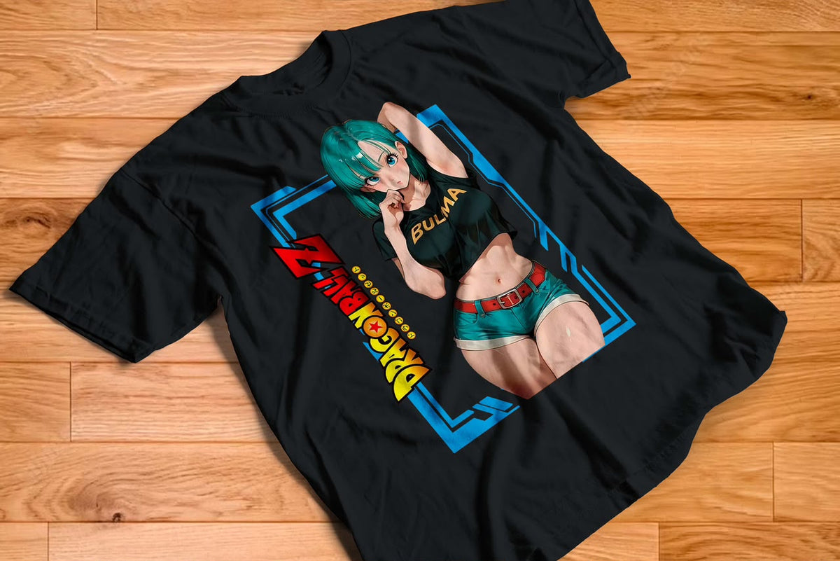 Playera Bulma Dragon Ball Z 100% Algodón Cuello Redondo Manga Corta Premium Unisex Color Negro