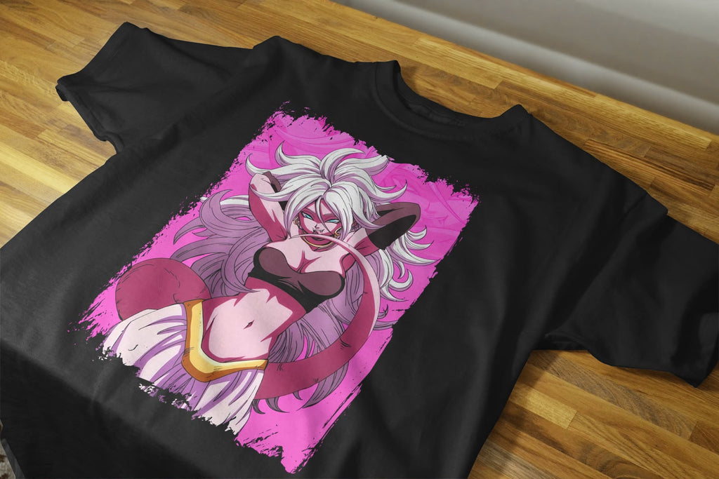 Playera Androide 21 Dragon Ball 100% Algodón Cuello Redondo Manga Corta Premium Unisex Color Negro