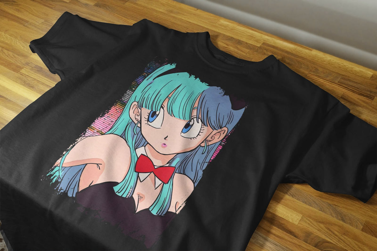 Playera Bulma Dragon Ball 100% Algodón Cuello Redondo Manga Corta Premium Unisex Color Negro