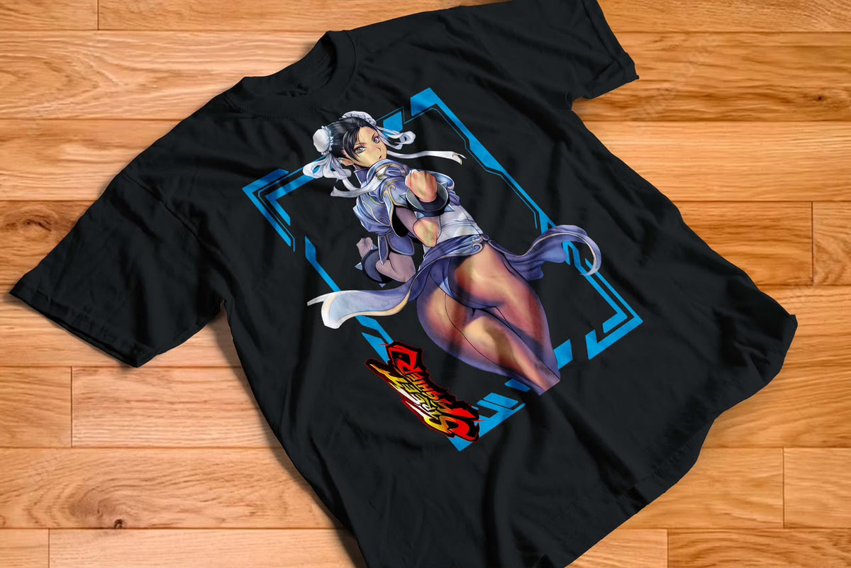 Playera Chun-Li Street Fighter 100% Algodón Cuello Redondo Manga Corta Premium Unisex Color Negro
