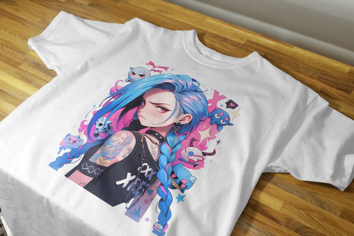 Playera Jinx Arcane 100% Algodón Cuello Redondo Manga Corta Premium Unisex Color Blanco