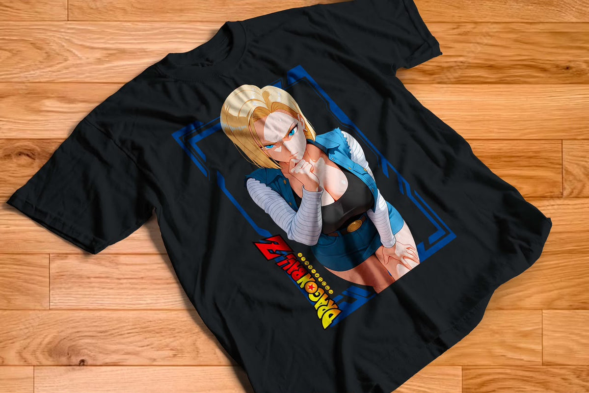 Playera No.18 Dragon Ball Z 100% Algodón Cuello Redondo Manga Corta Premium Unisex Color Negro