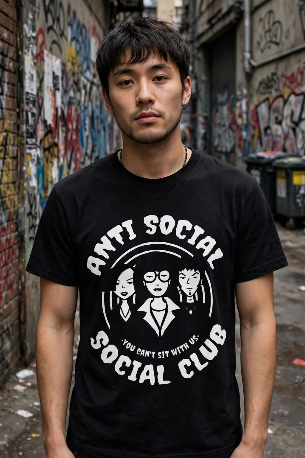 Playera Anti Social Club F 100% Algodón Cuello Redondo Manga Corta Premium Unisex Color Negro