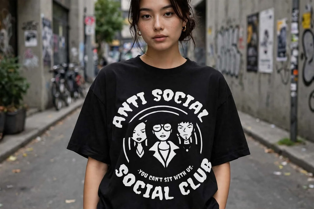 Playera Anti Social Club F 100% Algodón Cuello Redondo Manga Corta Premium Unisex Color Negro