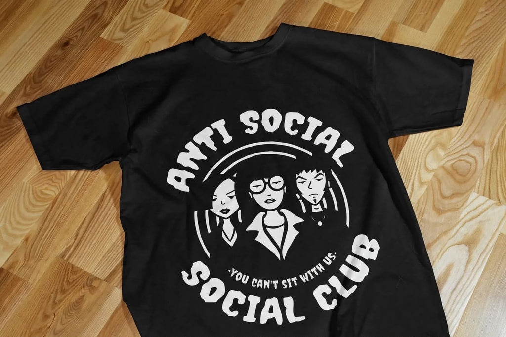 Playera Anti Social Club F 100% Algodón Cuello Redondo Manga Corta Premium Unisex Color Negro