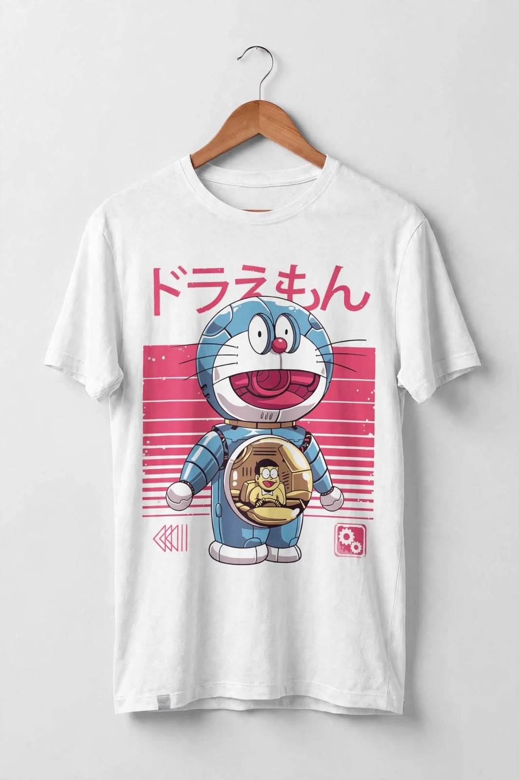 Playera Mecha Doremo 100% Algodón Cuello Redondo Manga Corta Premium Unisex Color Blanco